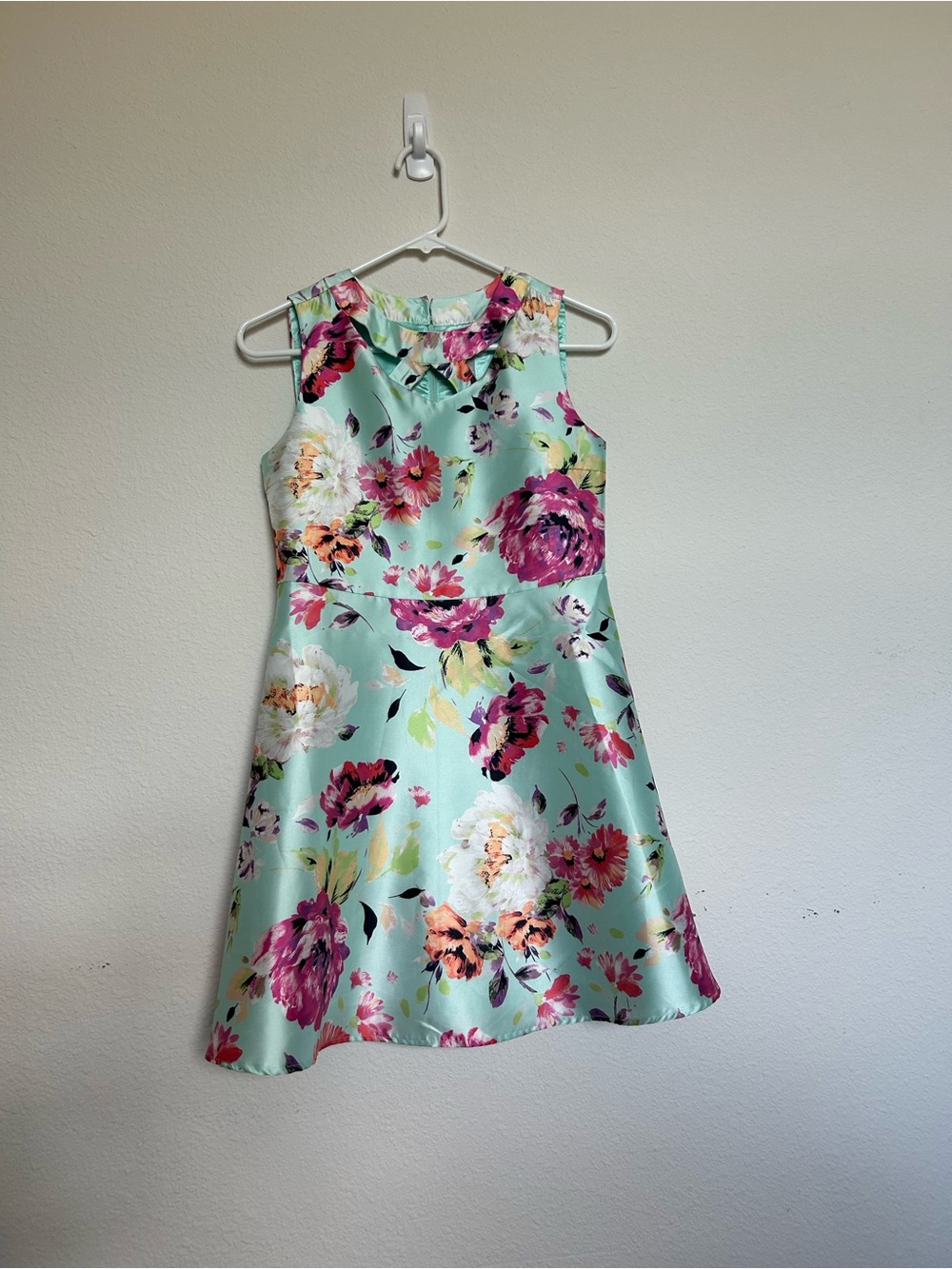 The Children's Place Mint Floral Fit-and-Flare Dress with Pink Blooms
